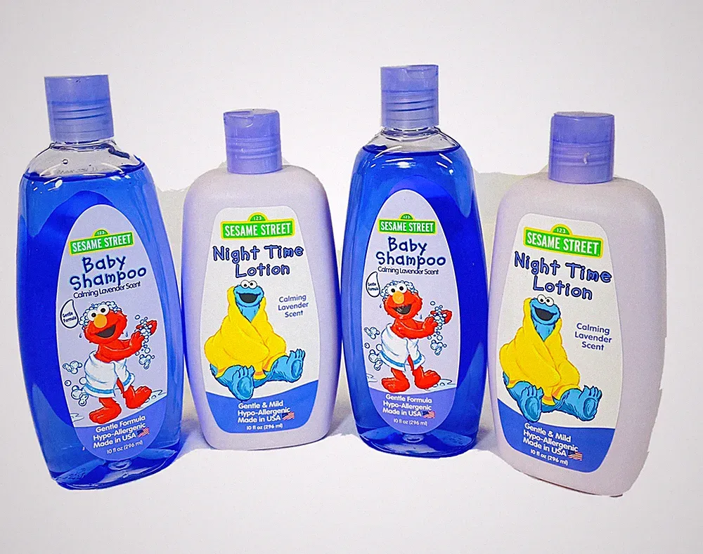 Baby Shampoo & Night Time Lotion- Calming Lavender Scent 4 Pack Sesame Street