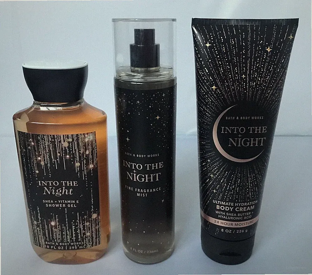 Bath & Body Works INTO THE NIGHT Fragrance Mist Body Cream & Shower Gel GIFT SET