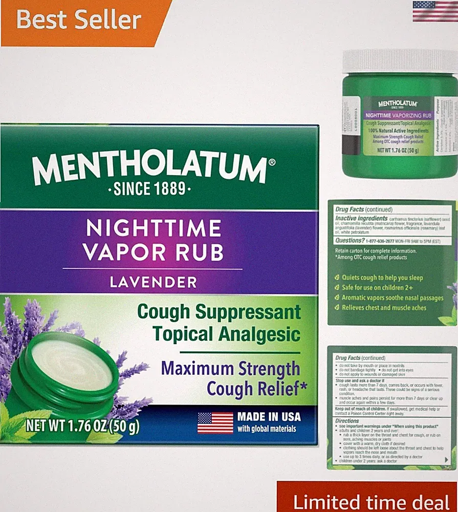 Nighttime Vaporizing Rub Lavender Scent Max Strength Cough Relief 1.76 oz