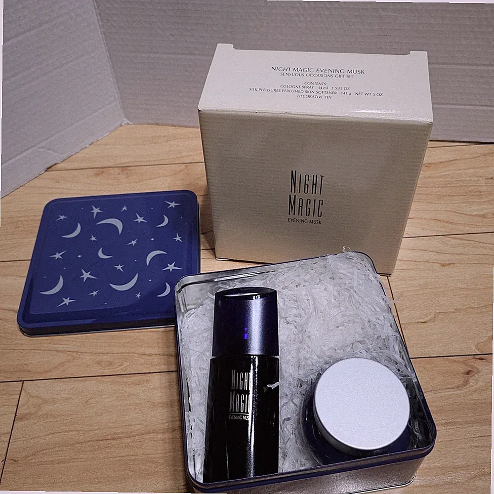 Vtg Cologne AVON Night Magic Evening Musk & Cream 2 Pc Holiday Gift Set NOS 1996